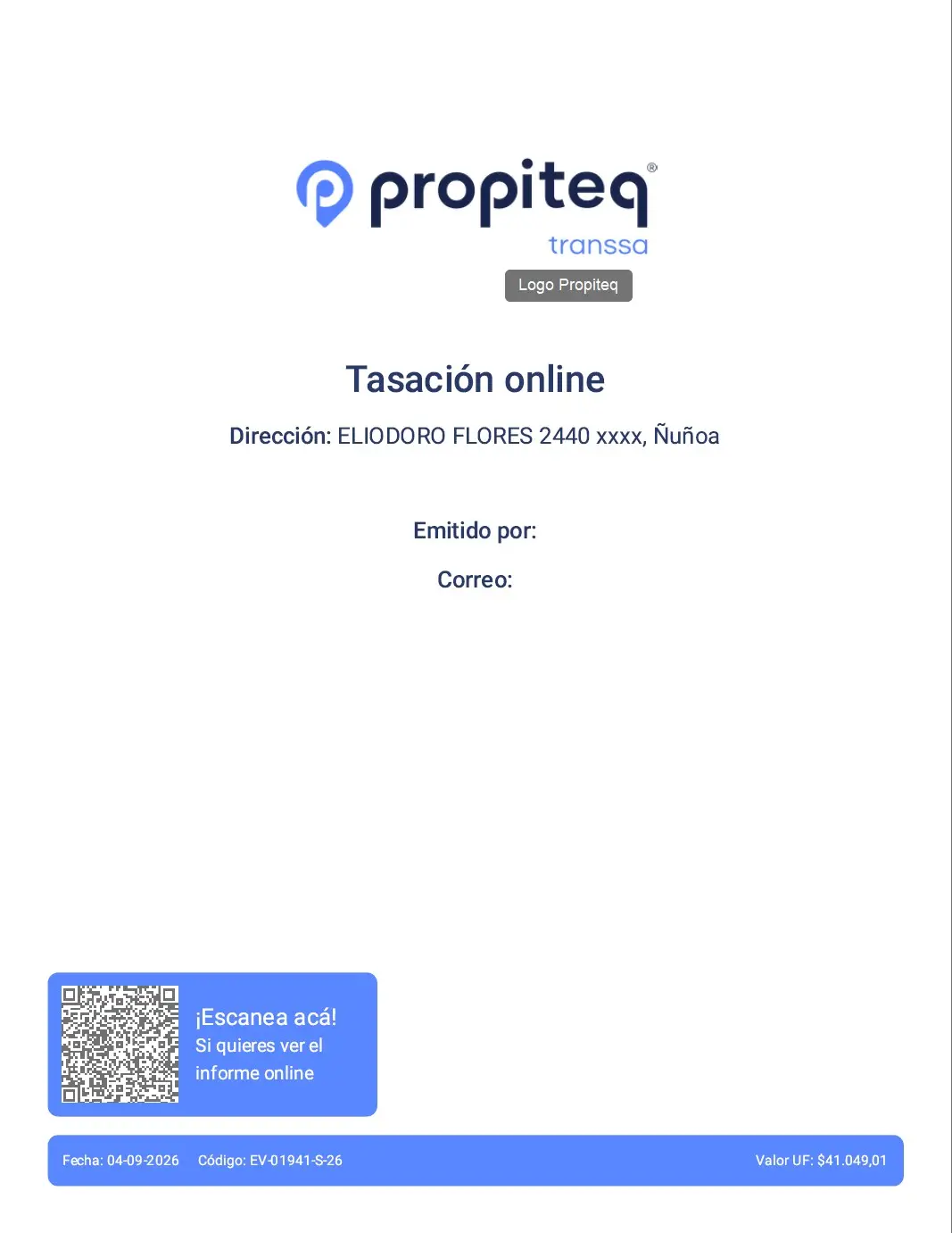 Página del informe de ejemplo: portada