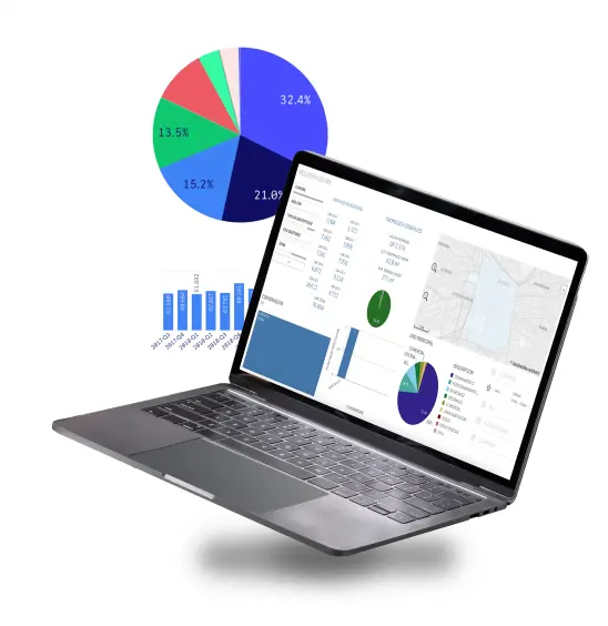 Plataforma de Big Data Inmobiliario en Notebook con gráficos