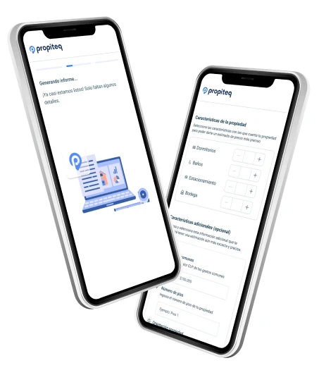 Celular con plataforma de Propiteq realizando tasación online