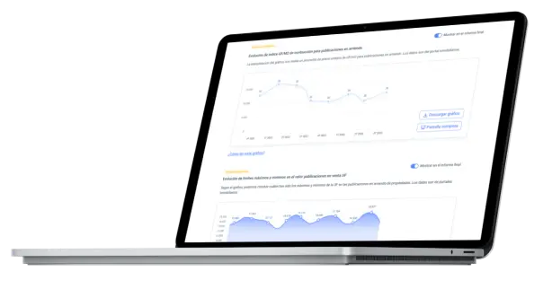 Notebook con informe de análisis de mercado inmobiliario