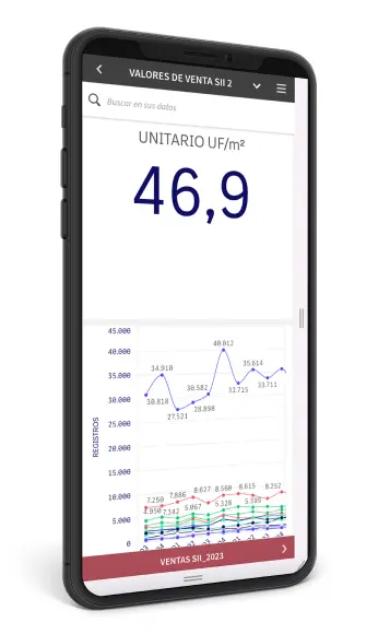 Gráficos de big
data inmobiliario en un smartphone