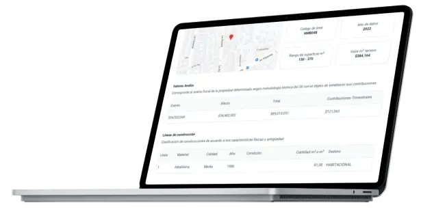 Página de consulta propiedad en un notebook