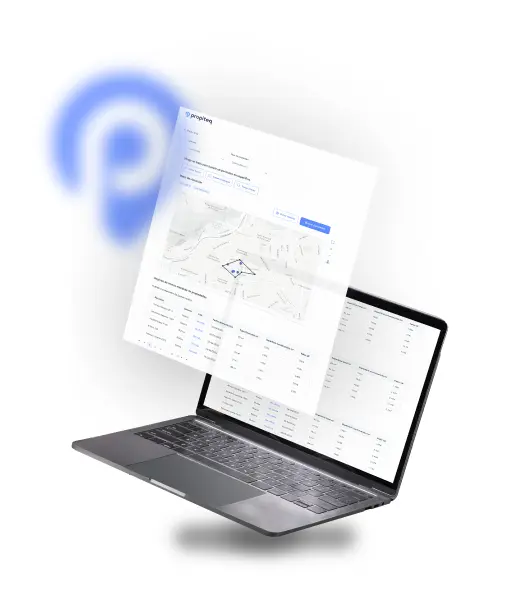 notebook con imagen visor inmobiliario saliendo desde la pantalla